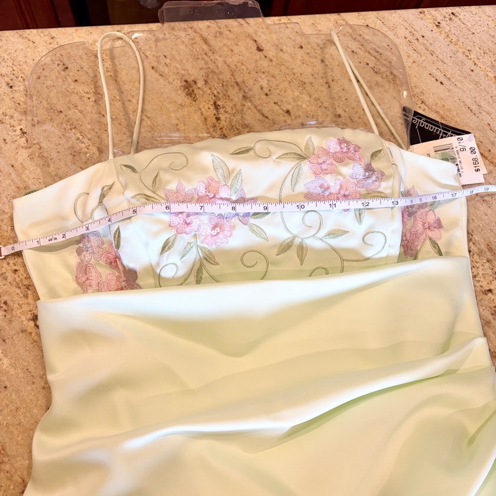NWT City Triangles Sage Green Fairycore Gown Y2K Embroidered Prom Dress Sz 9/10 - Picture 5 of 8